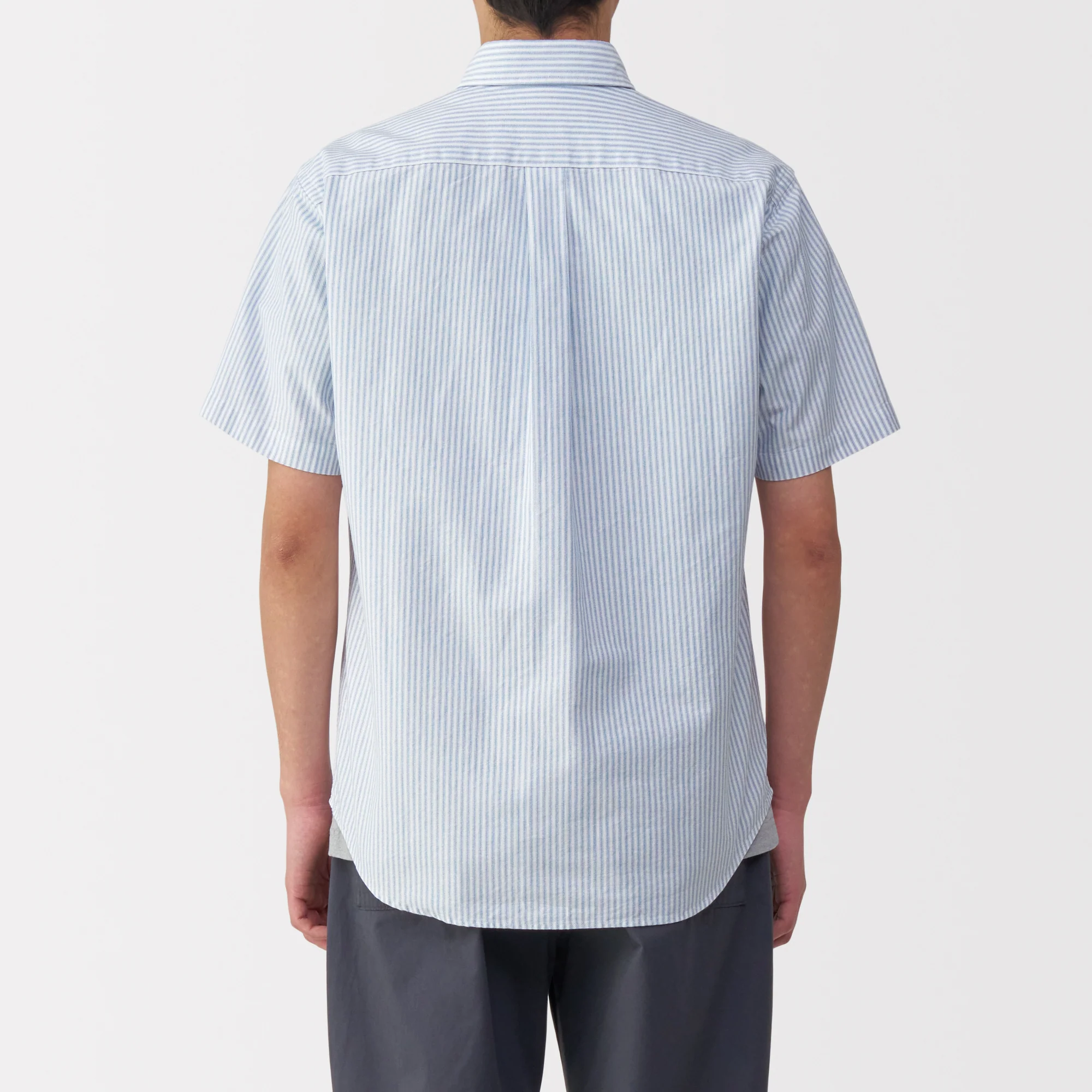 Men's Washed Oxford Button Down Short Sleeve Striped Shirt - Image 6