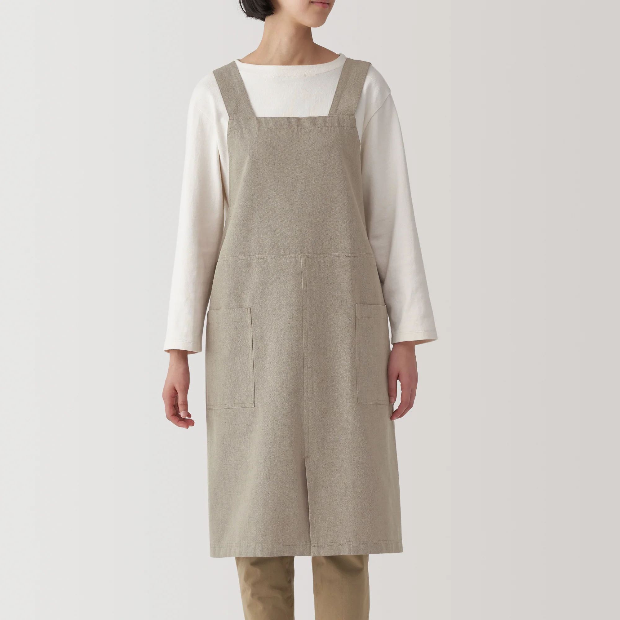Plain Weave Cotton Shoulder Strap Apron - S-M - Image 2