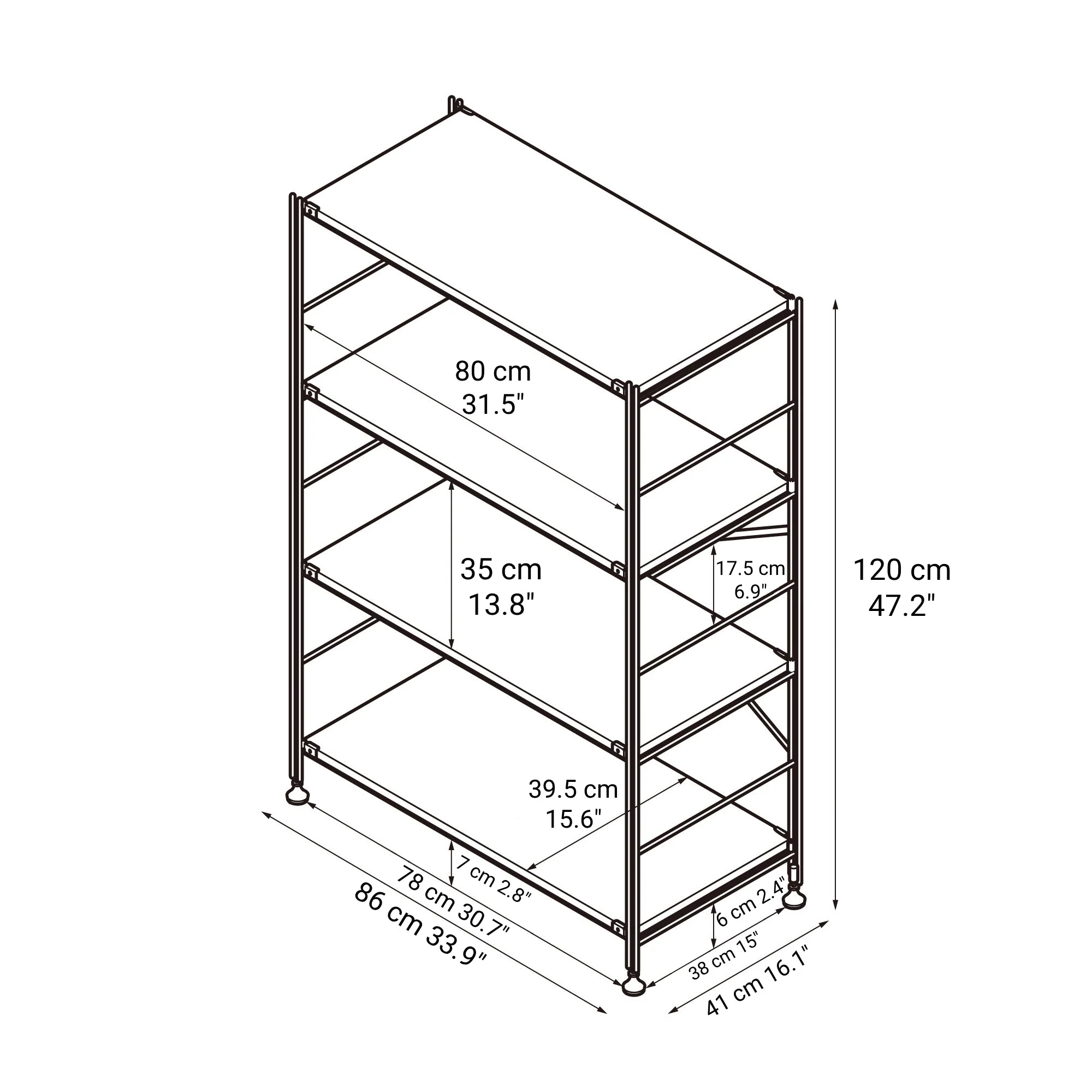 SUS Shelving Unit - Walnut - Wide - Medium - Image 5