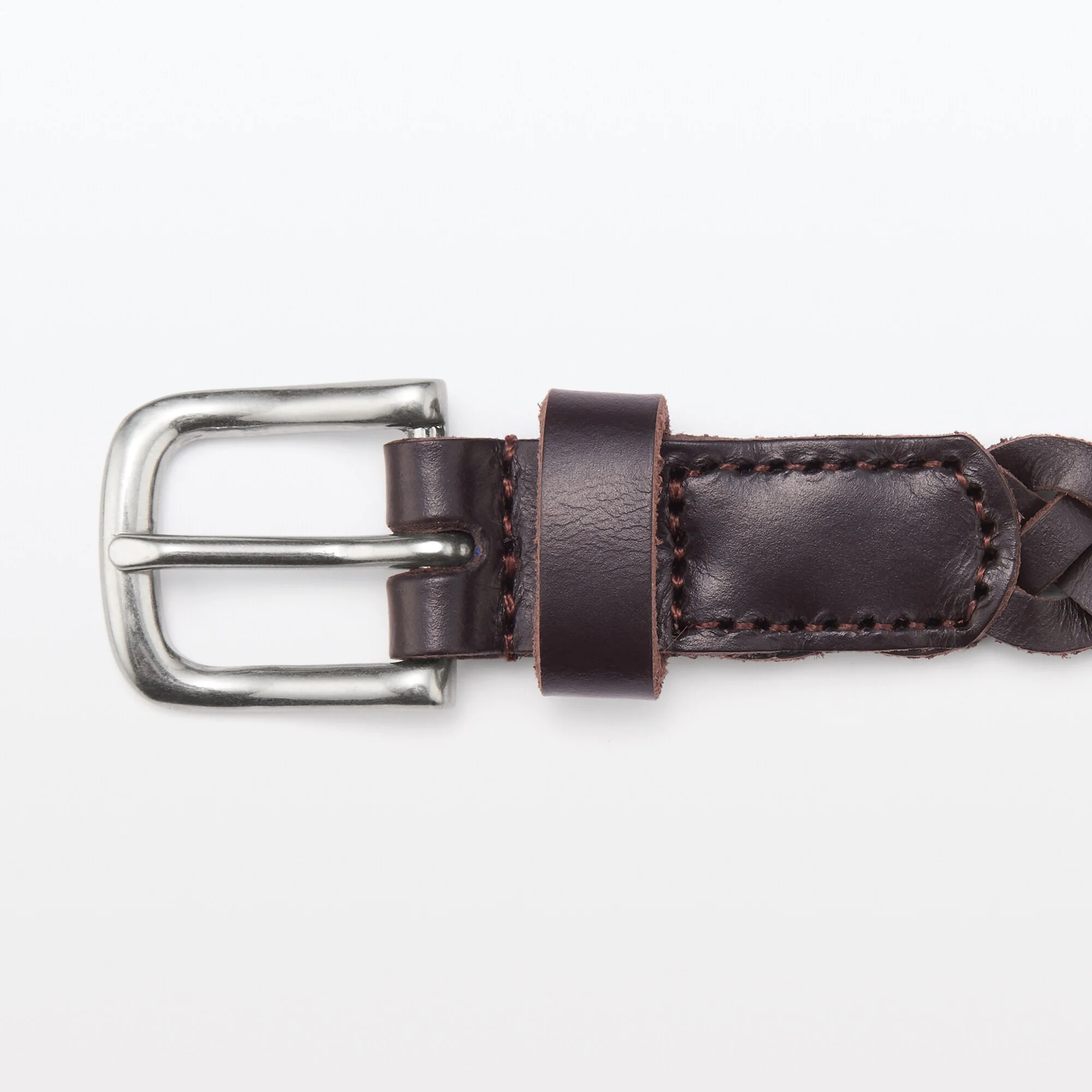 Vegetable Tanned Leather Slim Mesh Belt - Image 2