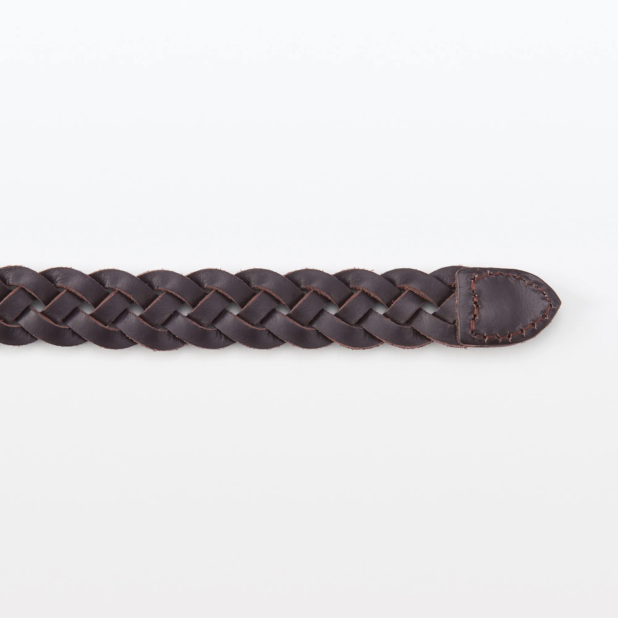 Vegetable Tanned Leather Slim Mesh Belt - Image 4