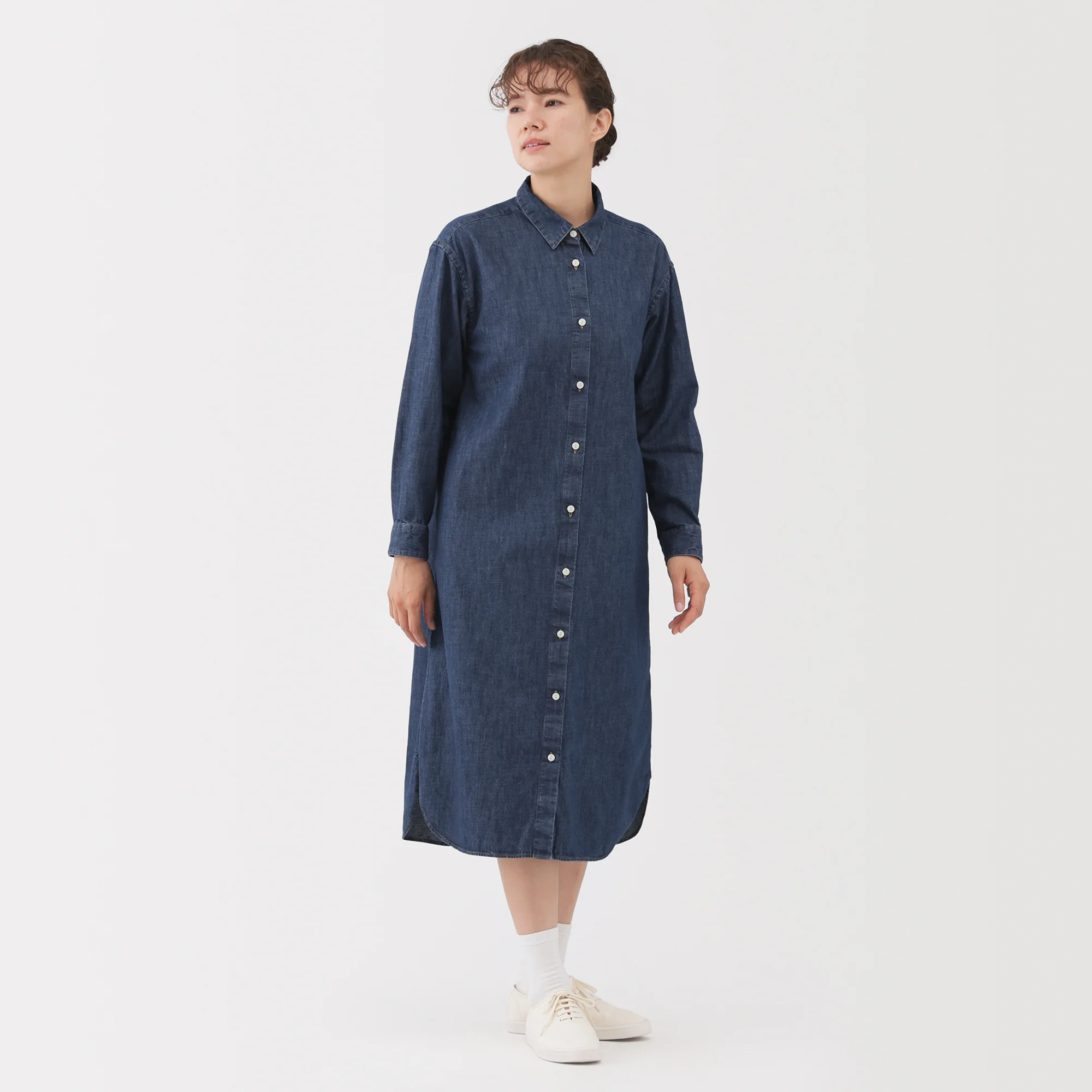 Washed Denim Shirt Dress - Image 4