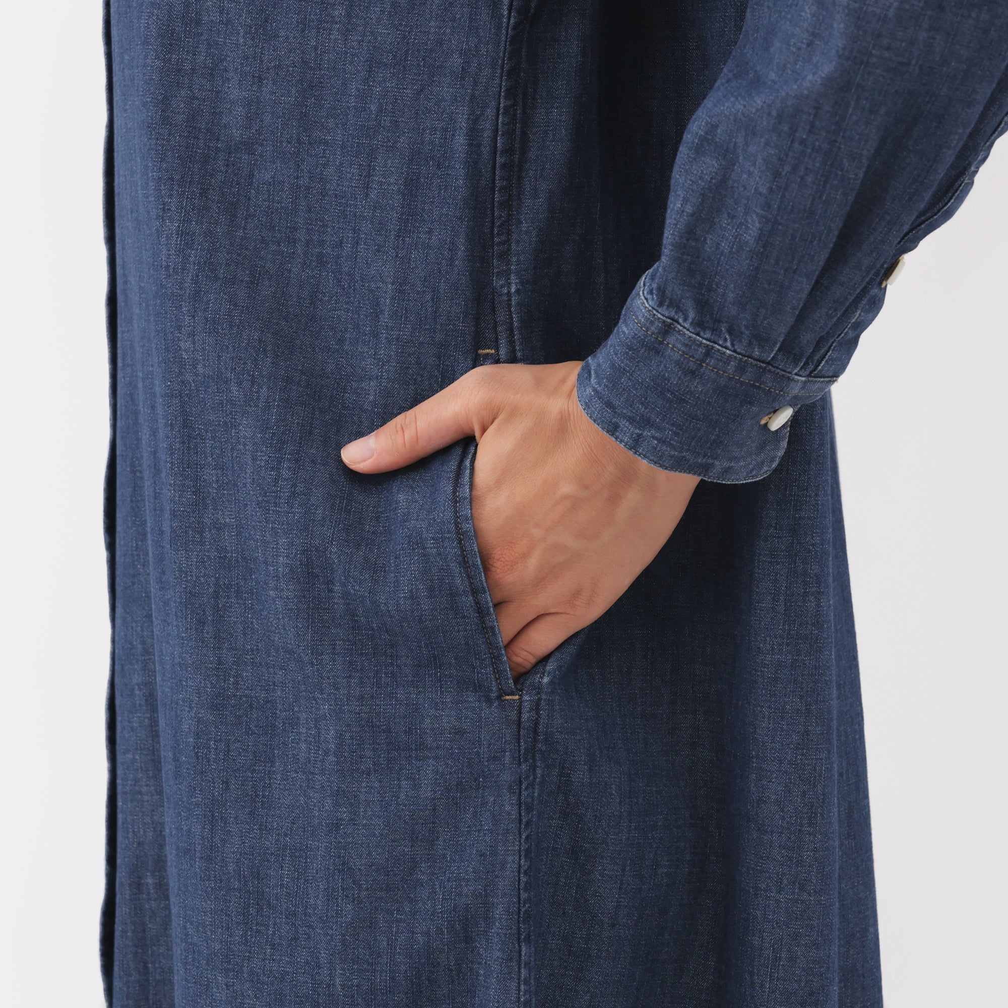 Washed Denim Shirt Dress - Image 8