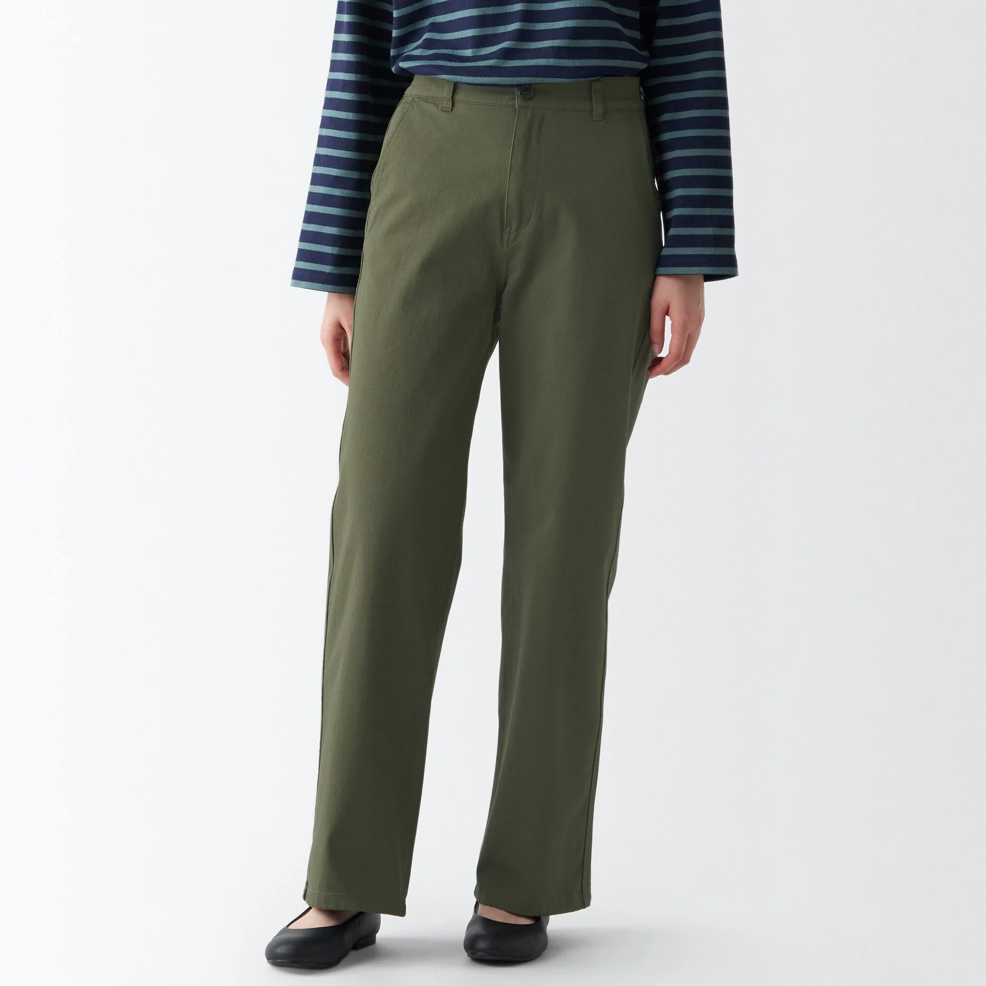 Women's 4-Way Stretch Chino Wide Straight Pants (L 32inch / 80cm) - Image 23