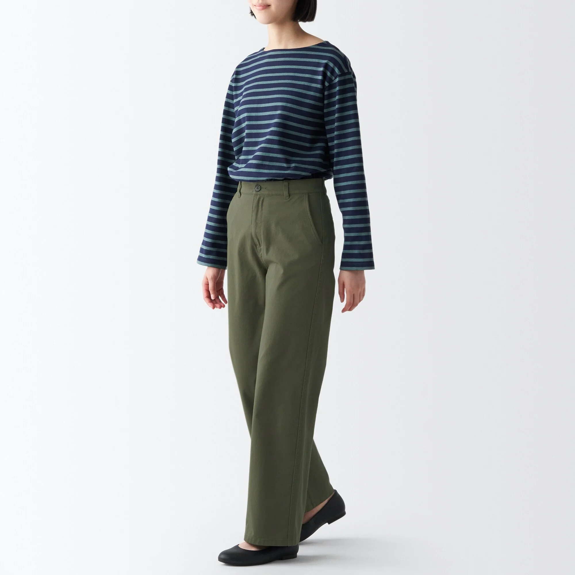 Women's 4-Way Stretch Chino Wide Straight Pants (L 32inch / 80cm) - Image 24