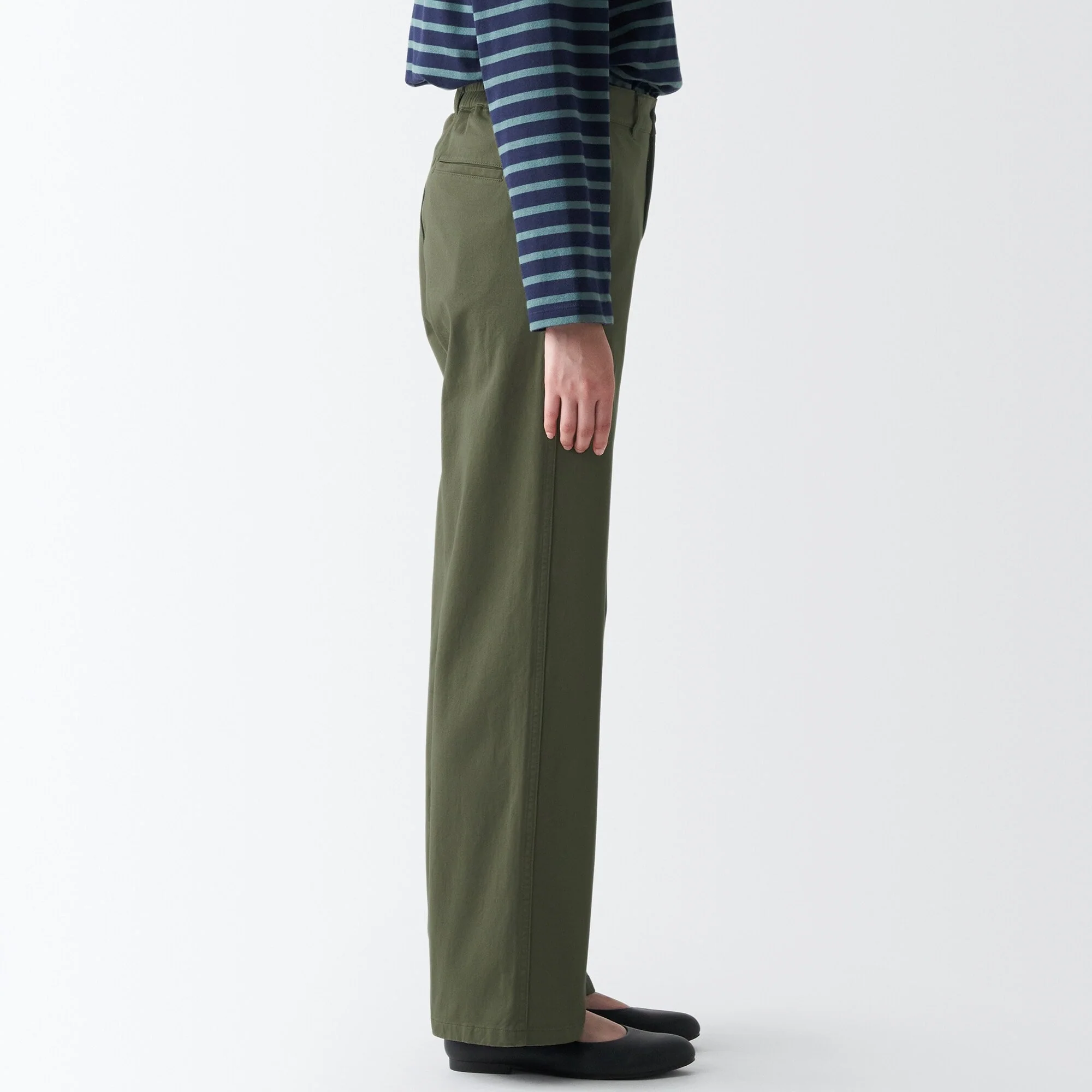 Women's 4-Way Stretch Chino Wide Straight Pants (L 32inch / 80cm) - Image 25