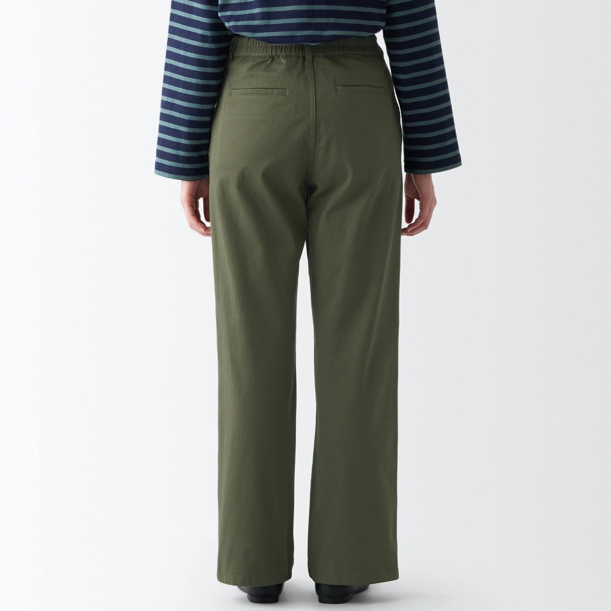 Women's 4-Way Stretch Chino Wide Straight Pants (L 32inch / 80cm) - Image 26