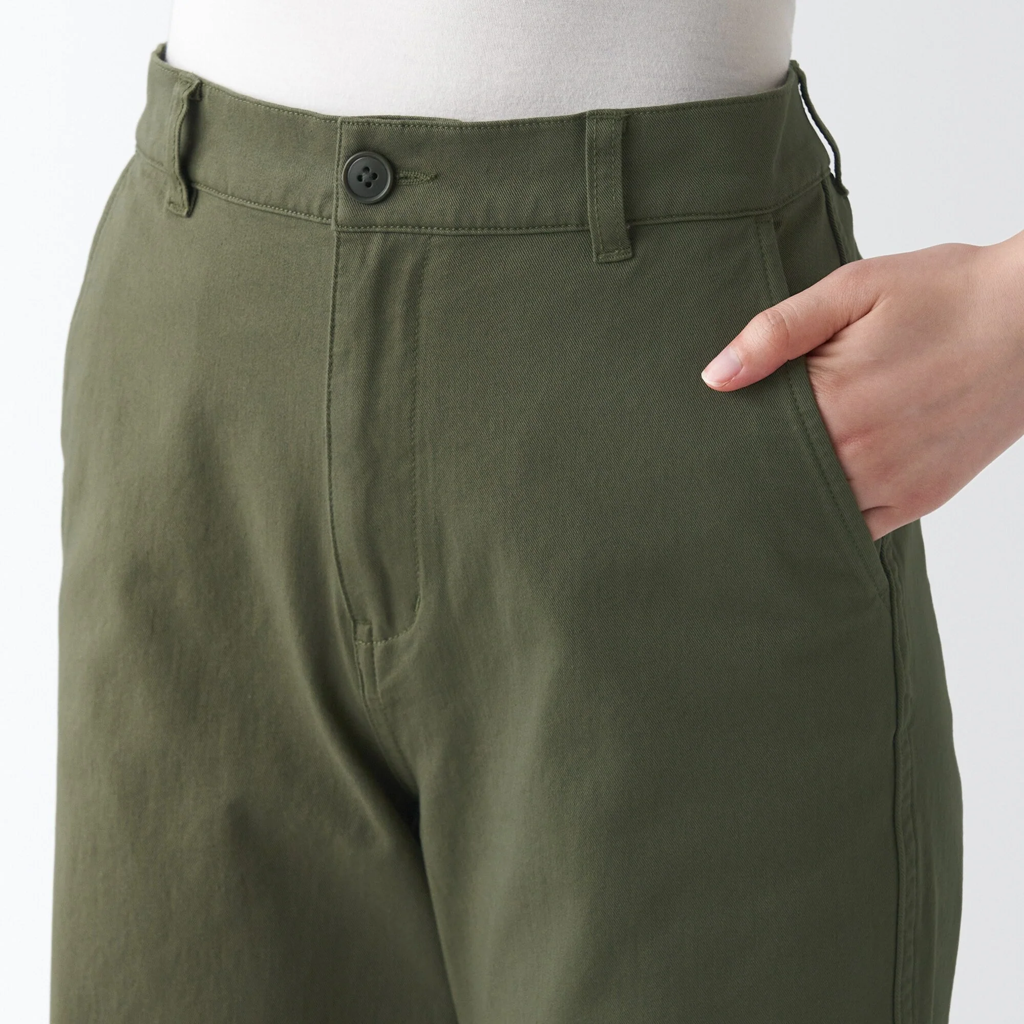 Women's 4-Way Stretch Chino Wide Straight Pants (L 32inch / 80cm) - Image 27
