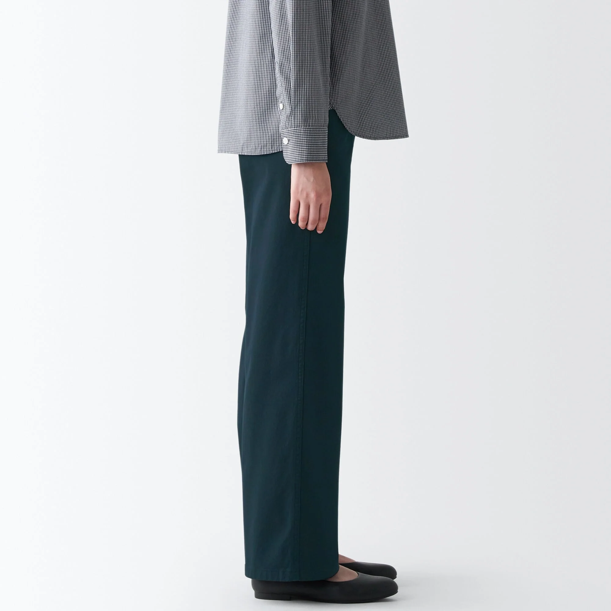 Women's 4-Way Stretch Chino Wide Straight Pants (L 32inch / 80cm) - Image 35