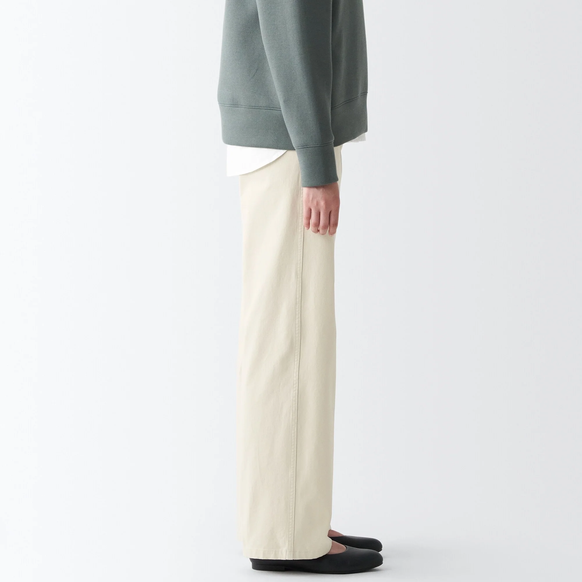 Women's 4-Way Stretch Chino Wide Straight Pants (L 32inch / 80cm) - Image 5