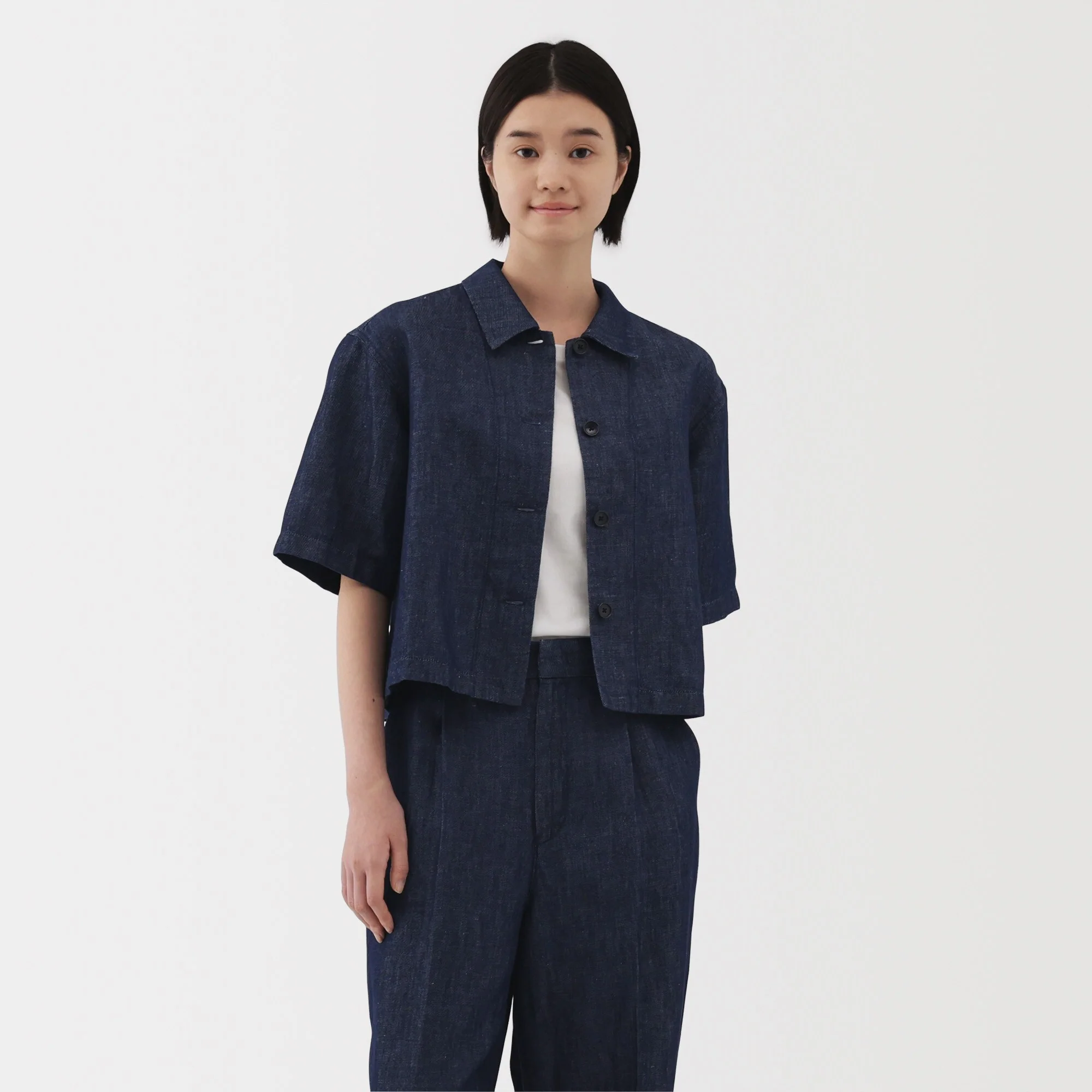 Women's Hemp Blend Denim Short Sleeve Shirt - Image 3