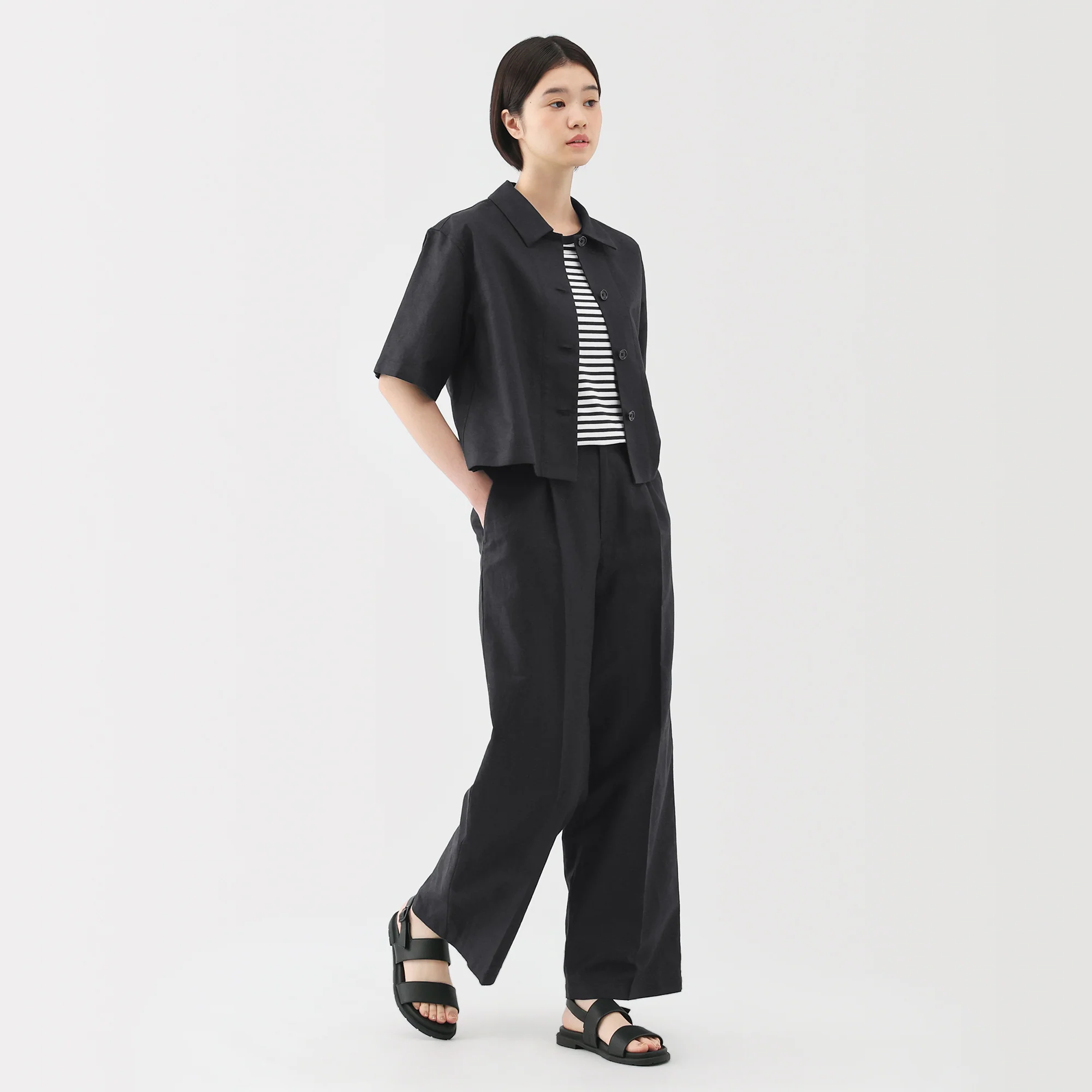 Women's Hemp Blend Twill Darted Wide Pants - Image 3