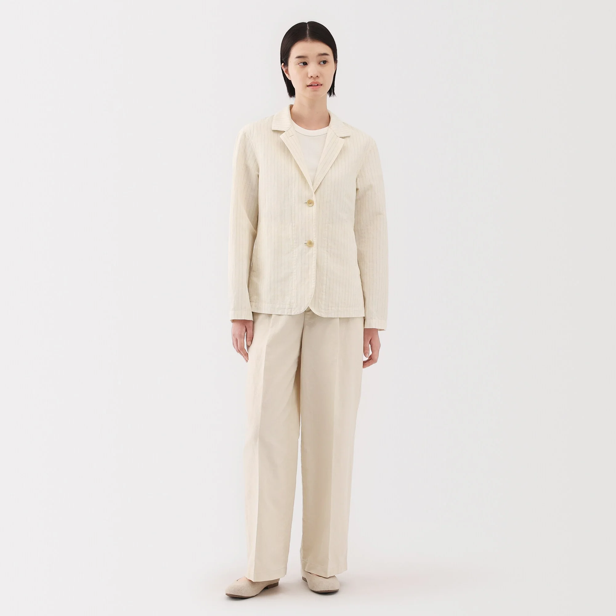 Women's Hemp Cotton Striped Shirt Jacket - Image 4