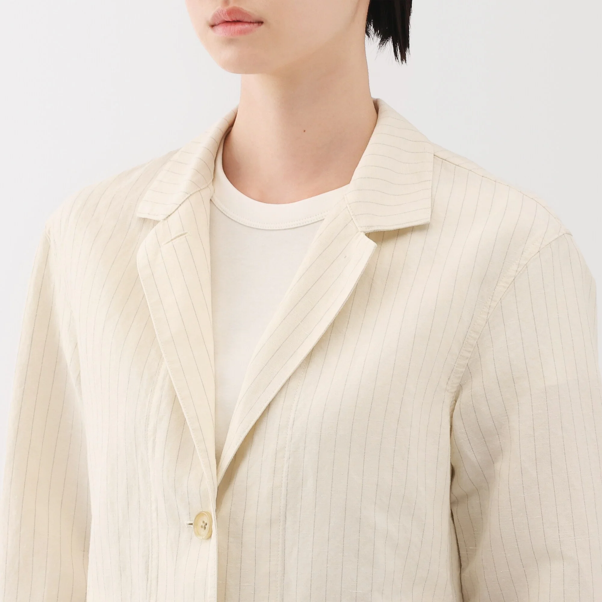 Women's Hemp Cotton Striped Shirt Jacket - Image 7
