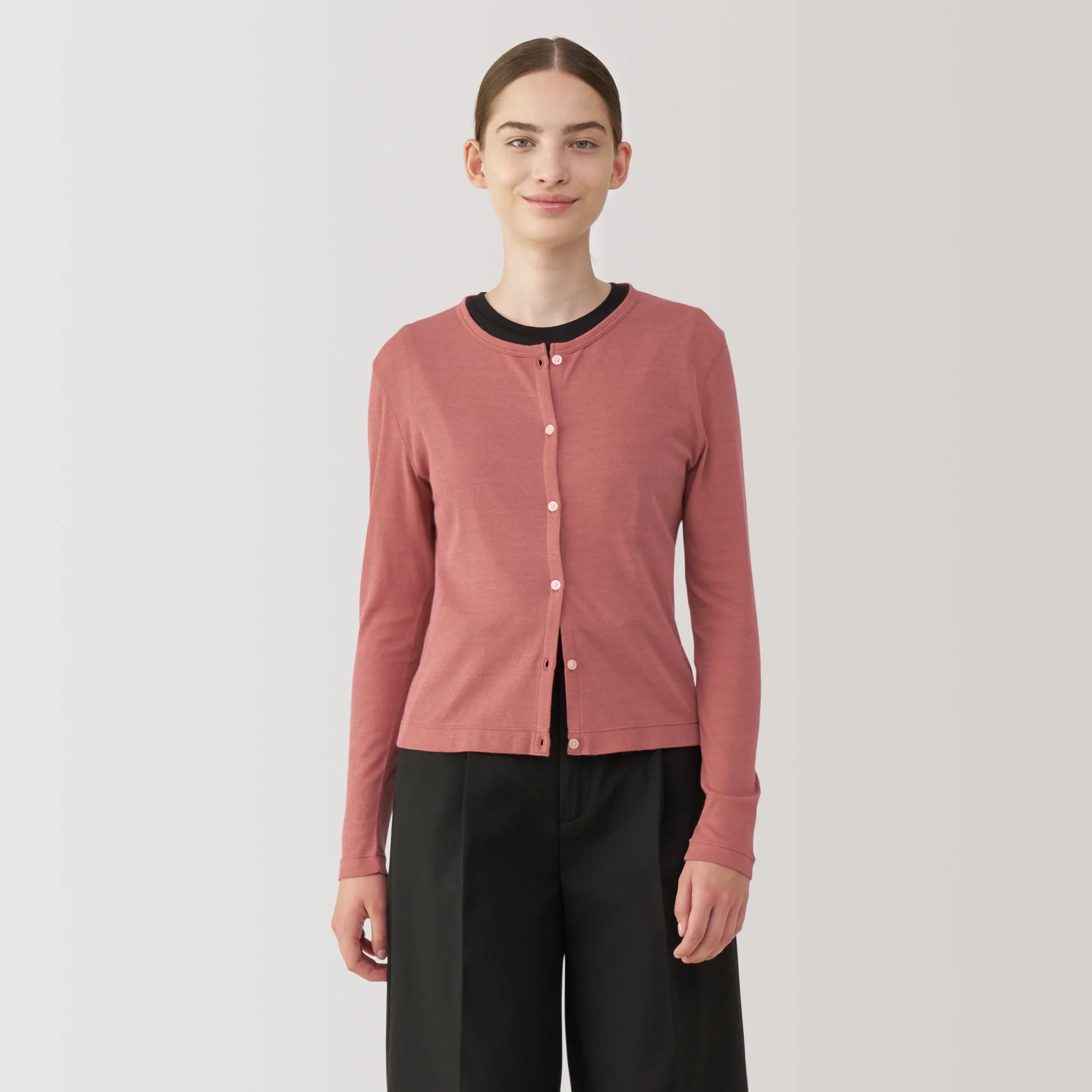 Women's Soy Fiber Blend Ribbed Crew Neck Cardigan