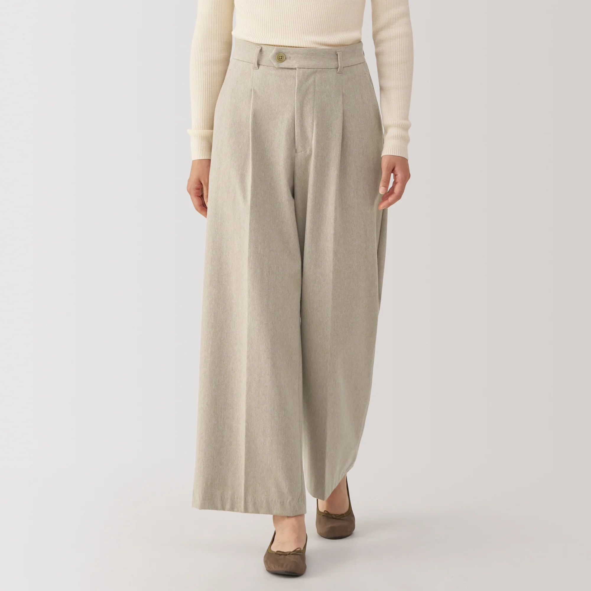 Women's Stretch Brushed Darted Wide Pants - Image 3