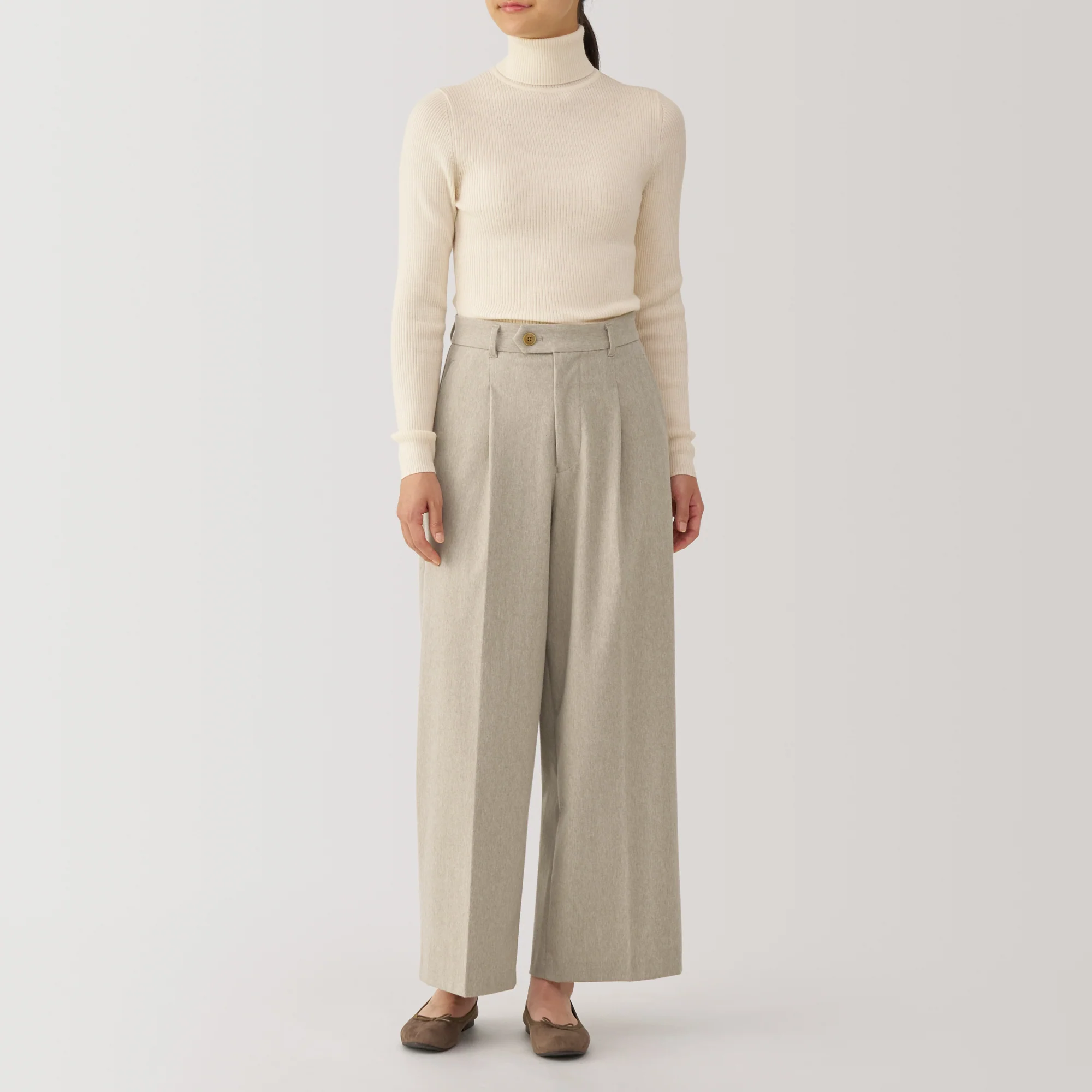 Women's Stretch Brushed Darted Wide Pants - Image 4