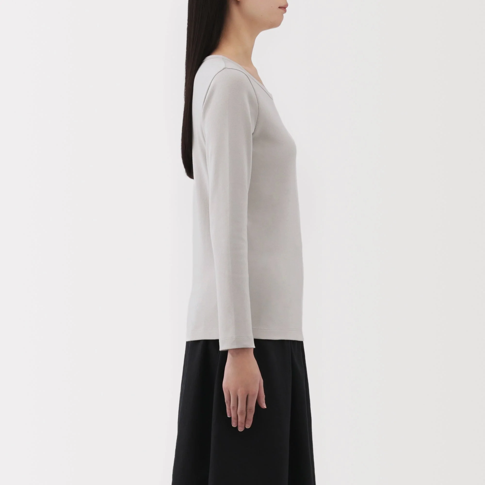 Women's Stretch Ribbed Crew Neck Long Sleeve T-Shirt - Image 32