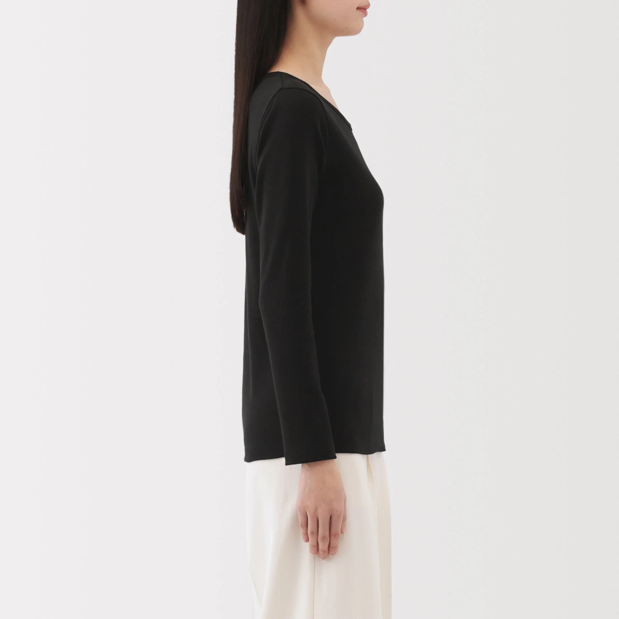Women's Stretch Ribbed Crew Neck Long Sleeve T-Shirt - Image 5