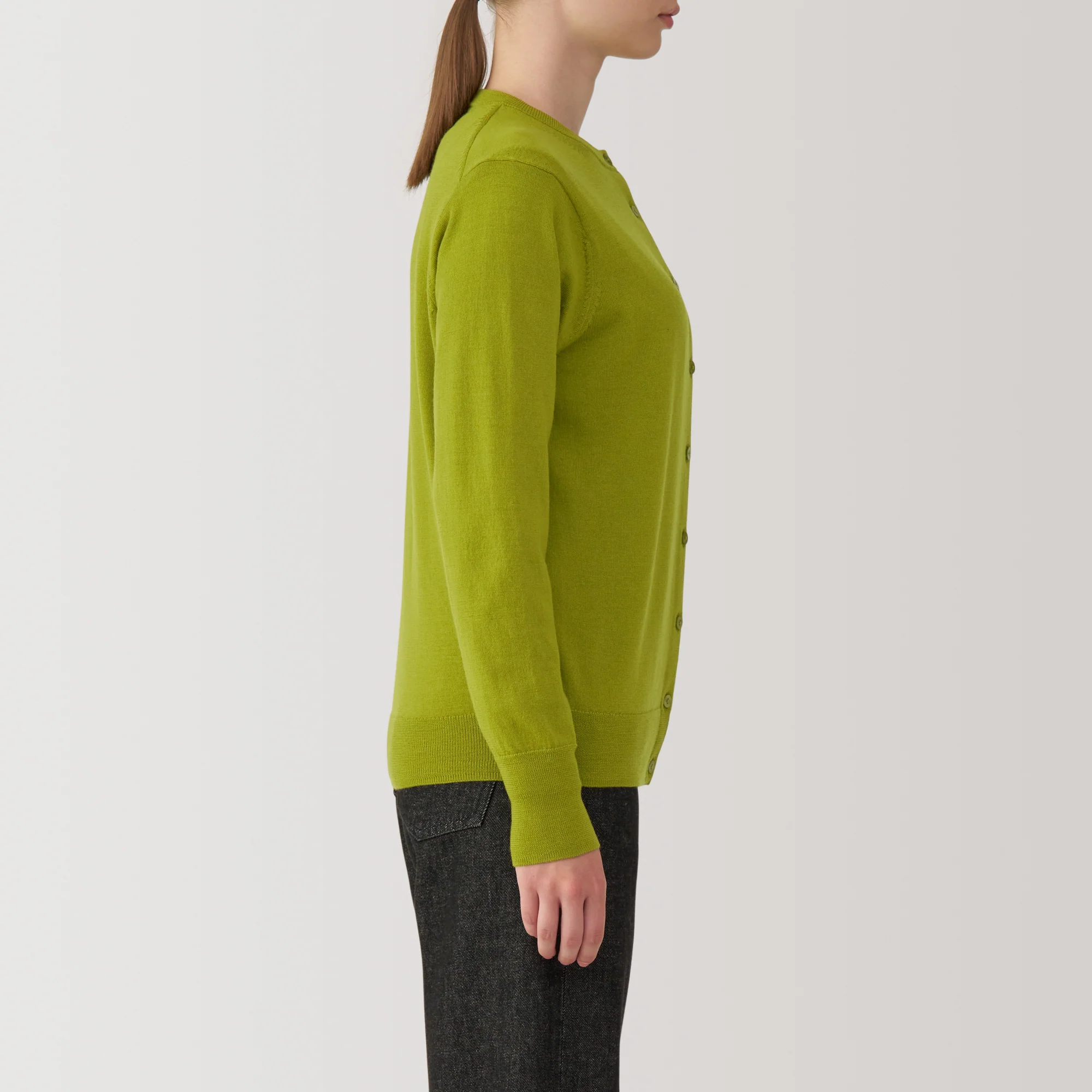 Women's Washable High Gauge Wool Crew Neck Cardigan - Image 12