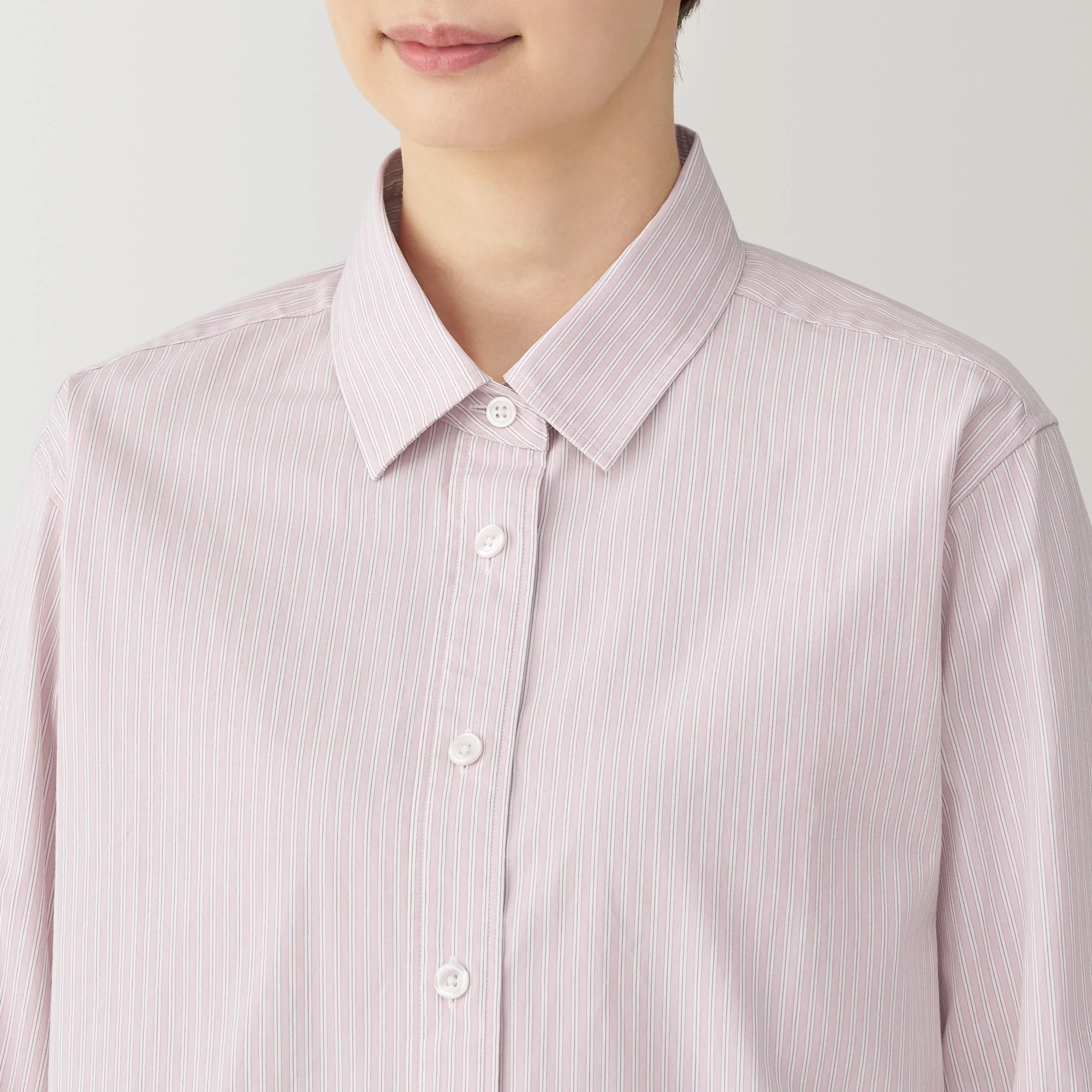 Women's Washed Broad Regular Collar Long Sleeve Striped Shirt - Image 34