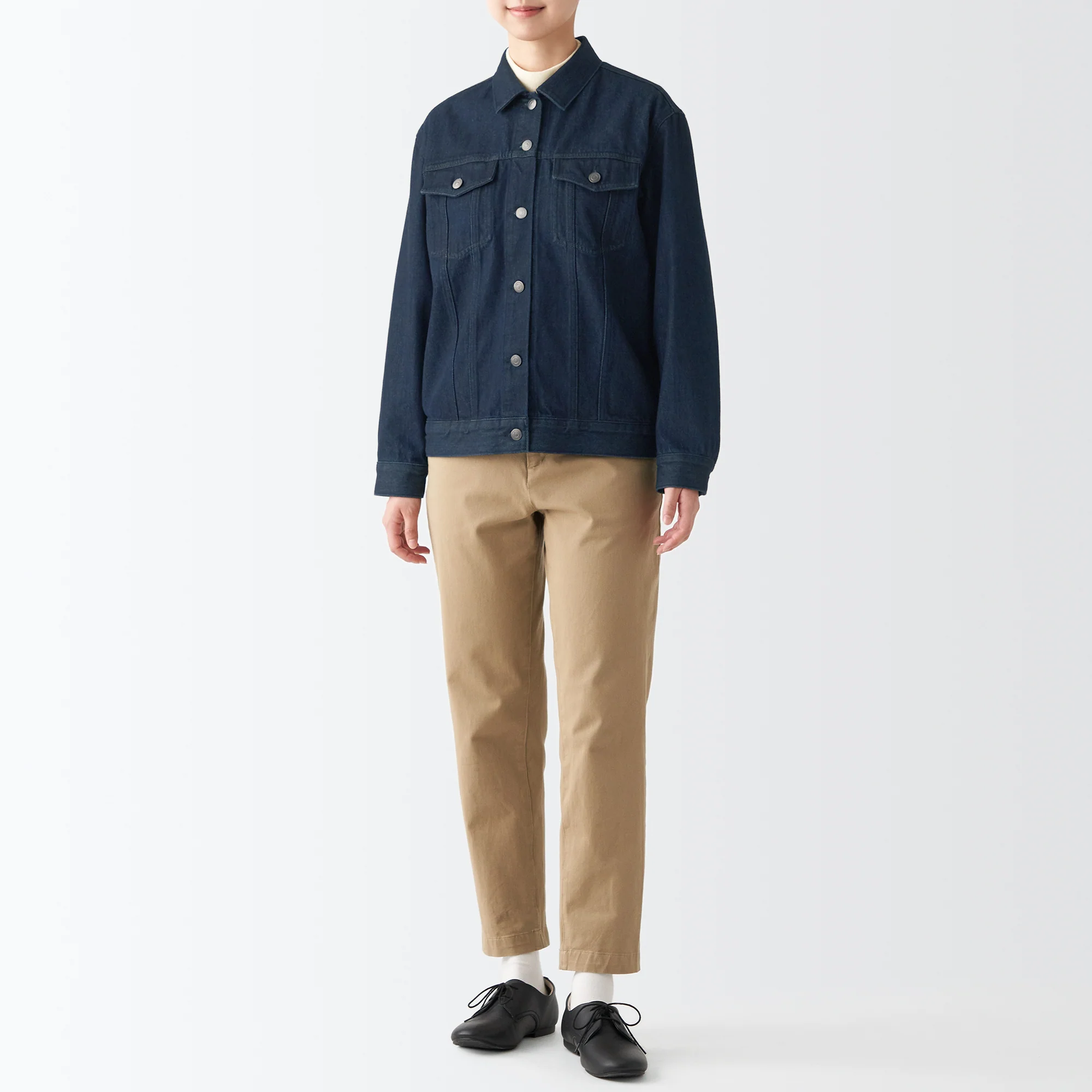 Women's Washed Denim Jacket - Dark Navy - Image 7