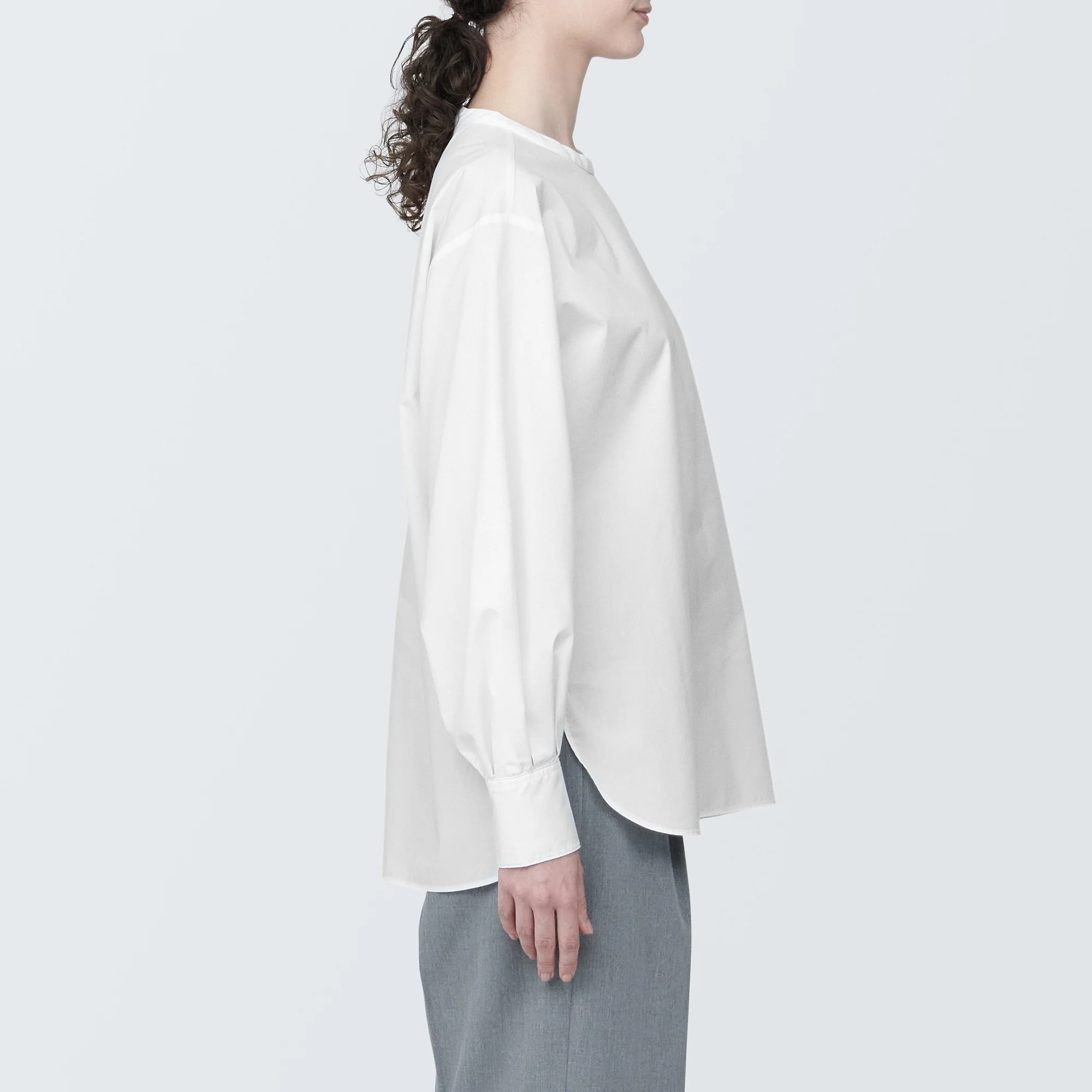 Women's Wrinkle Resistant Poplin Stand Collar Long Sleeve Blouse - Image 16