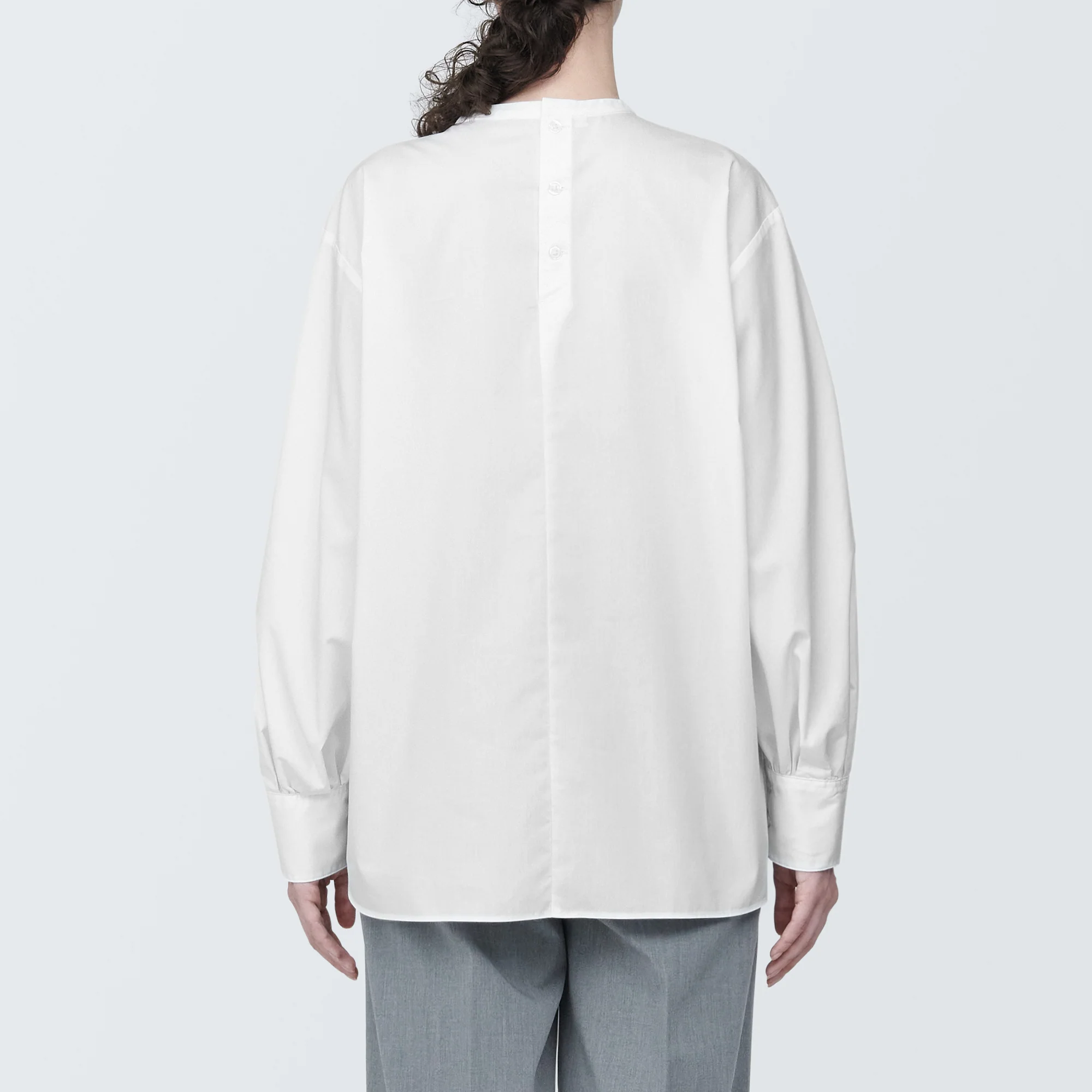 Women's Wrinkle Resistant Poplin Stand Collar Long Sleeve Blouse - Image 17