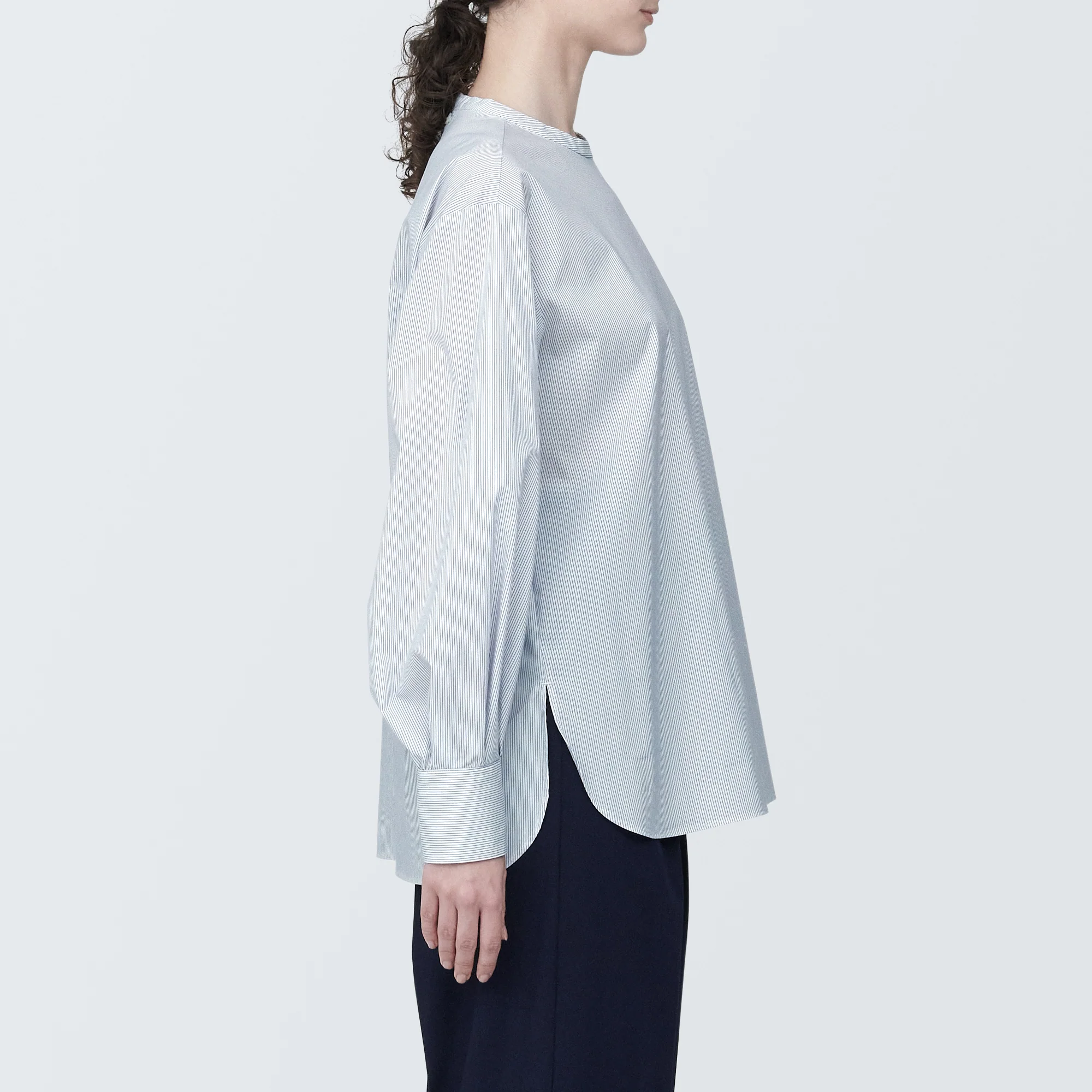 Women's Wrinkle Resistant Poplin Stand Collar Long Sleeve Blouse - Image 27